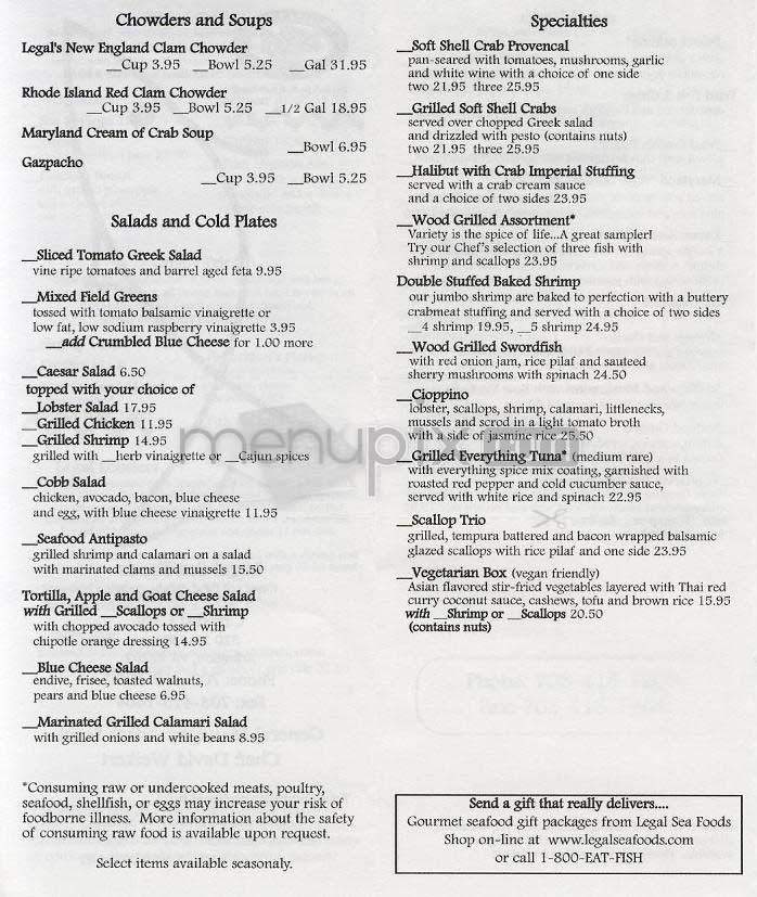 Legal Sea Foods - Arlington, VA menu_pic