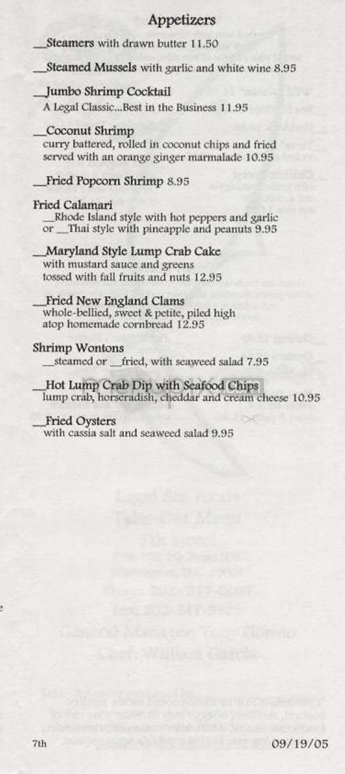 /2005444/Legal-Sea-Foods-Menu-Baltimore-MD - Baltimore, MD