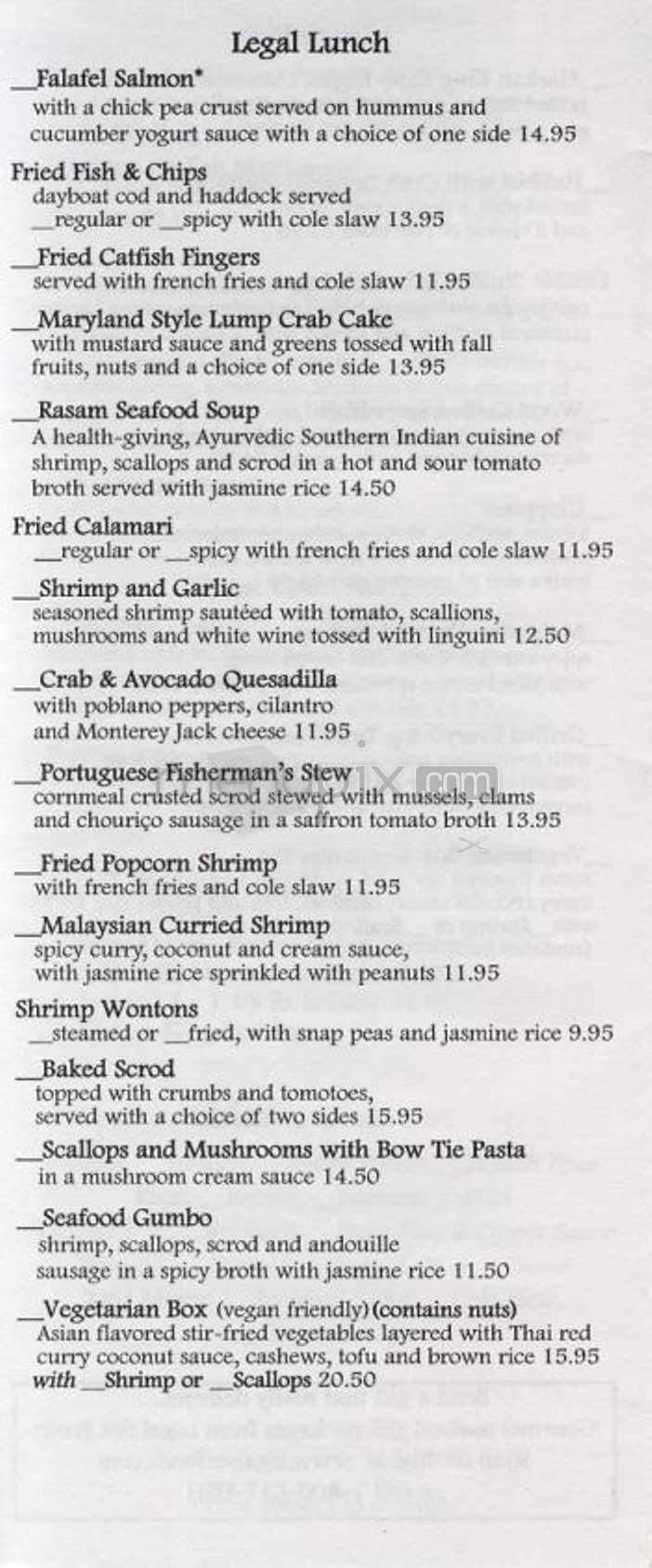 /2005444/Legal-Sea-Foods-Menu-Baltimore-MD - Baltimore, MD