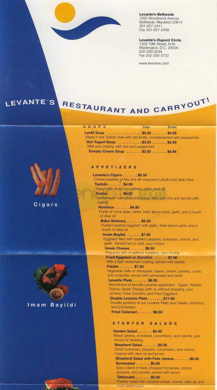 Levante's - Washington, DC menu_pic