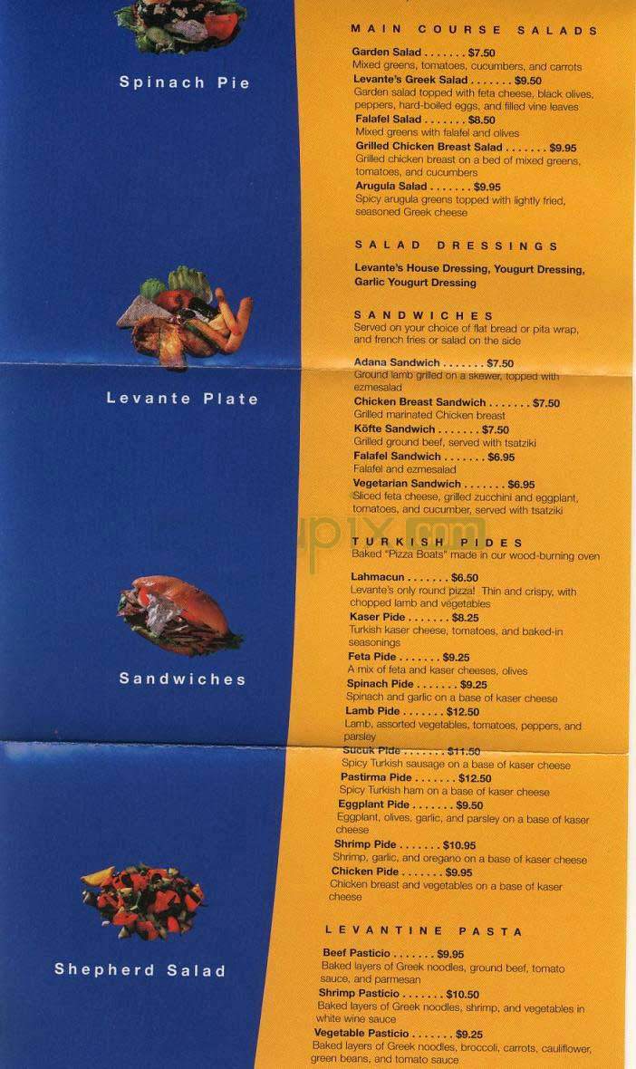 Levante's - Washington, DC menu_pic