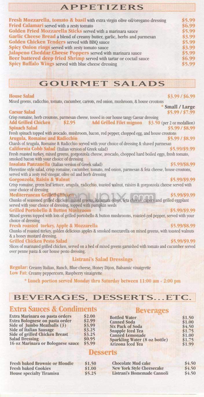 Listrani's - Arlington, VA menu_pic