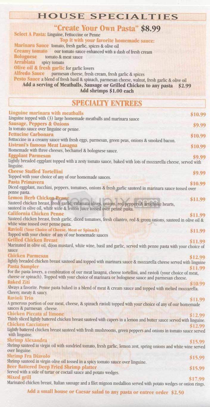 Listrani's - Arlington, VA menu_pic