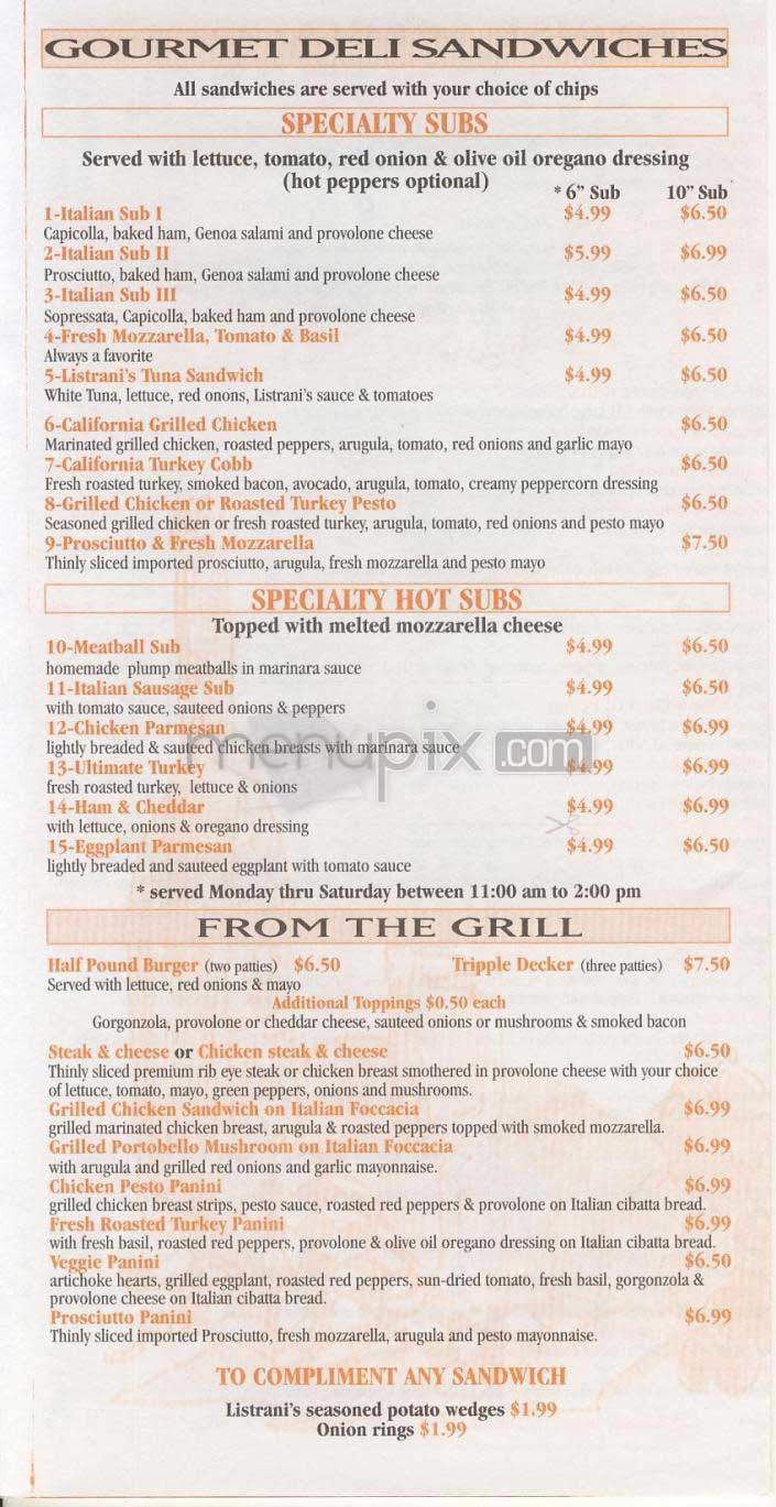 Listrani's - Arlington, VA menu_pic