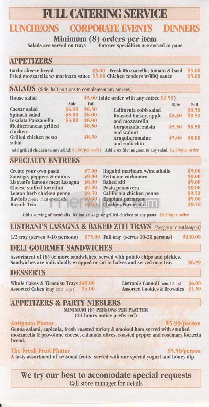 Listrani's - Arlington, VA menu_pic
