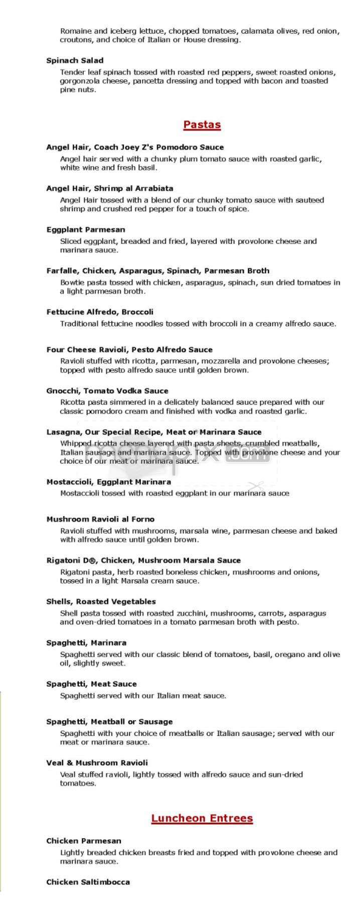 Maggiano's Little Italy - Washington, DC menu_pic