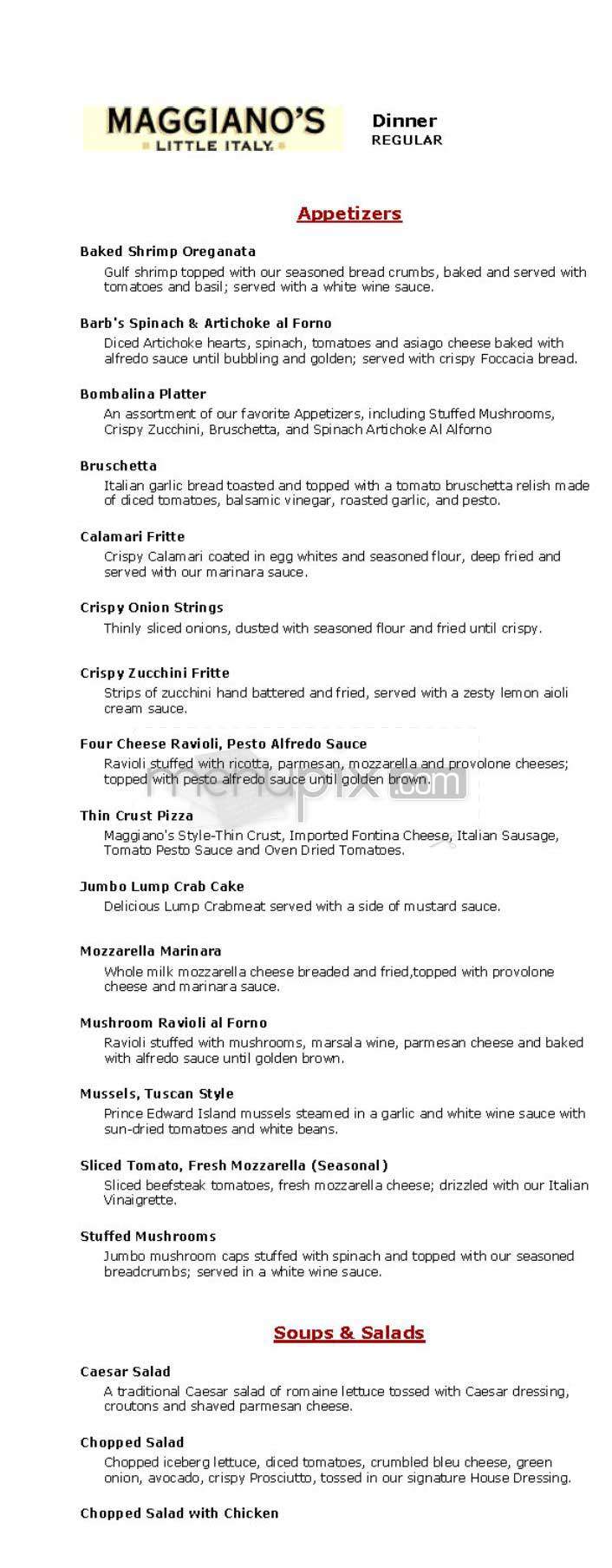 Maggiano's Little Italy - Washington, DC menu_pic