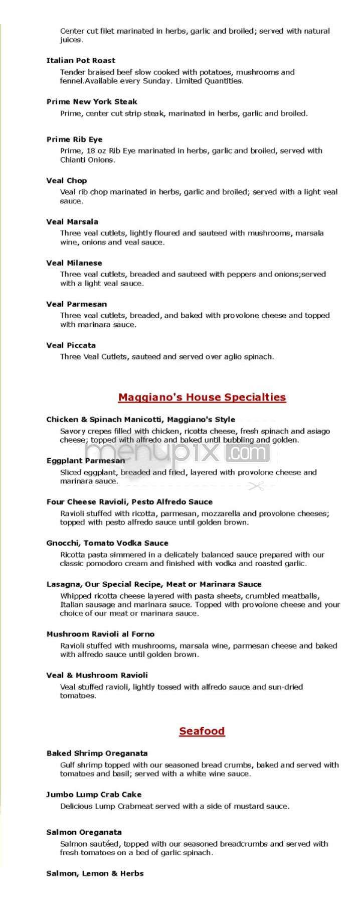 Maggiano's Little Italy - Washington, DC menu_pic