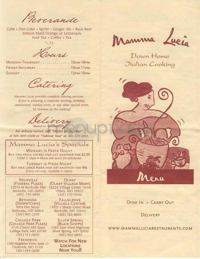 Mamma Lucia - Bethesda, MD menu_pic