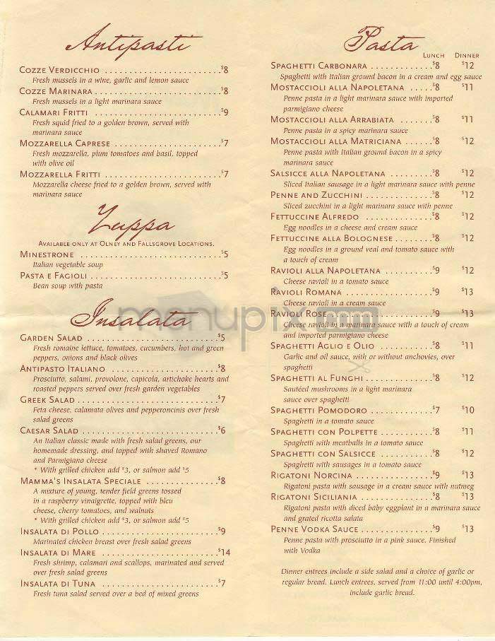 Mamma Lucia - Bethesda, MD menu_pic
