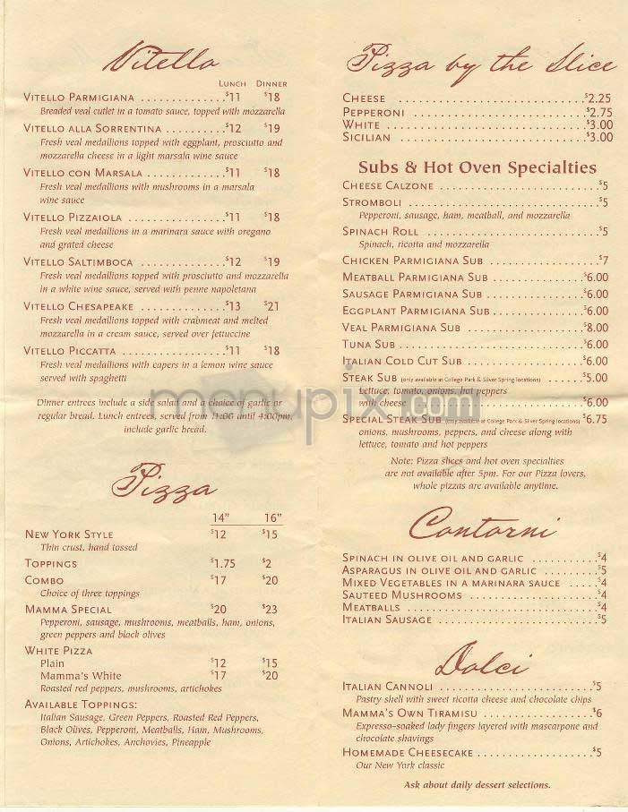 Mamma Lucia - Bethesda, MD menu_pic