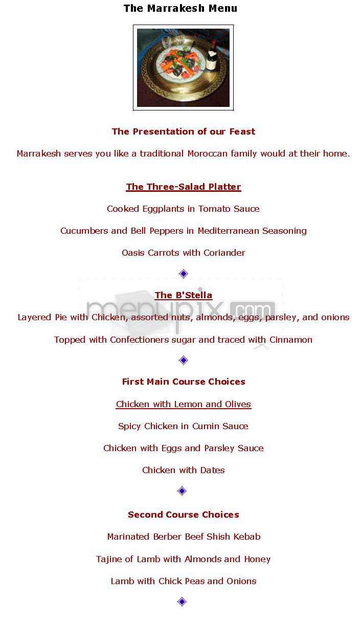 Marrakesh - Washington, DC menu_pic