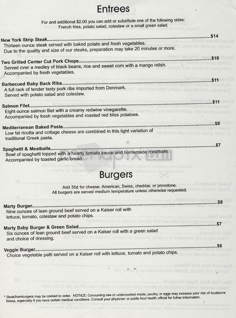 Marty's Restaurant Inc - Washington, DC menu_pic