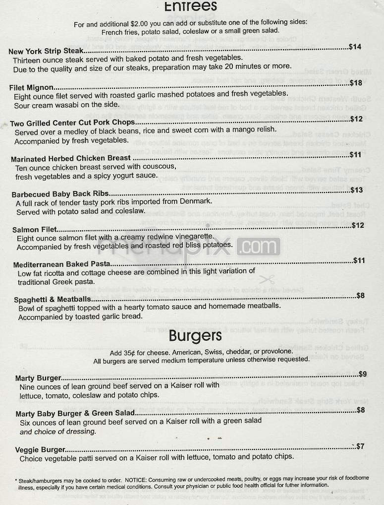 Marty's Restaurant Inc - Washington, DC menu_pic