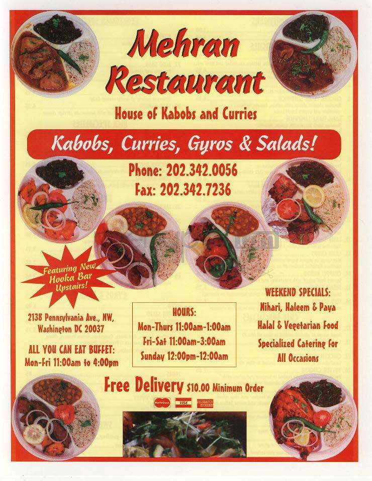 Mehran - Washington, DC menu_pic