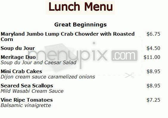 Meritage Restaurant at Bethesda North Marriott - North Bethesda, MD menu_pic