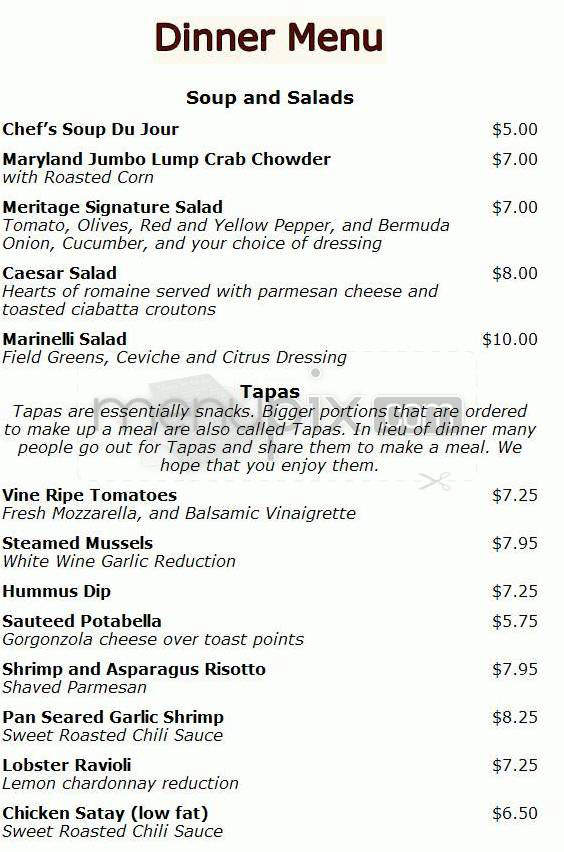 Meritage Restaurant at Bethesda North Marriott - North Bethesda, MD menu_pic