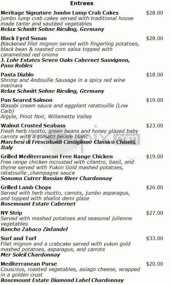 Meritage Restaurant at Bethesda North Marriott - North Bethesda, MD menu_pic
