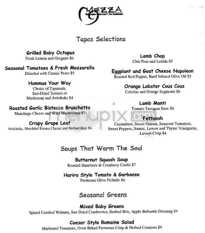 Mezza 9 (Hyatt) - Arlington, VA menu_pic