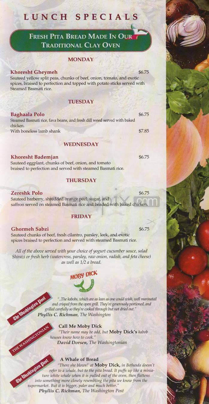 Moby Dick - Washington, DC menu_pic