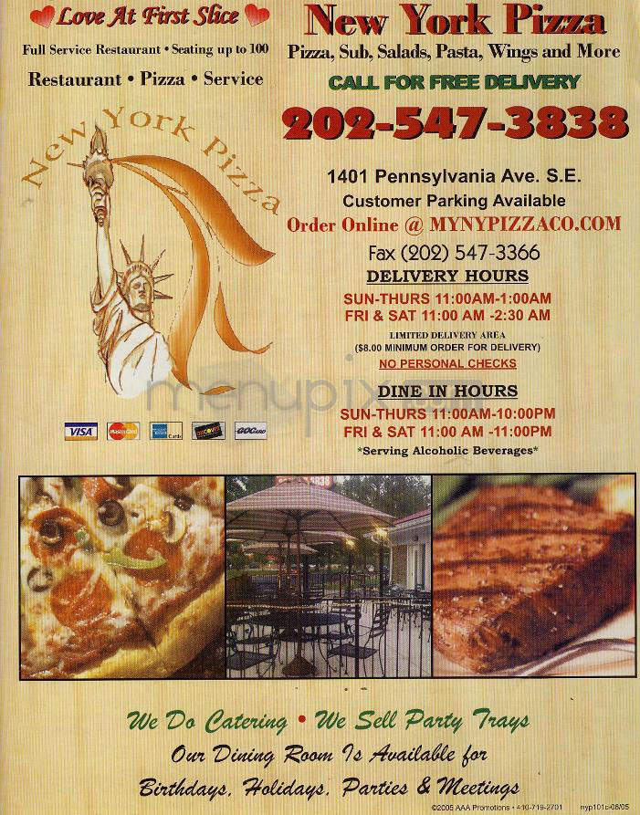 New York Pizza - Washington, DC menu_pic