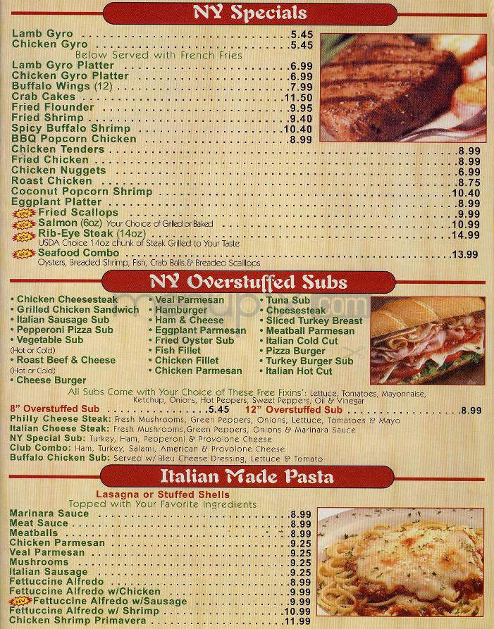 New York Pizza - Washington, DC menu_pic