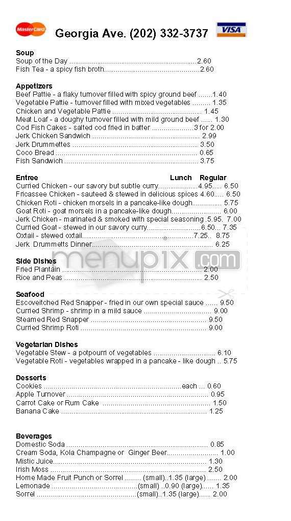 Negril - Washington, DC menu_pic