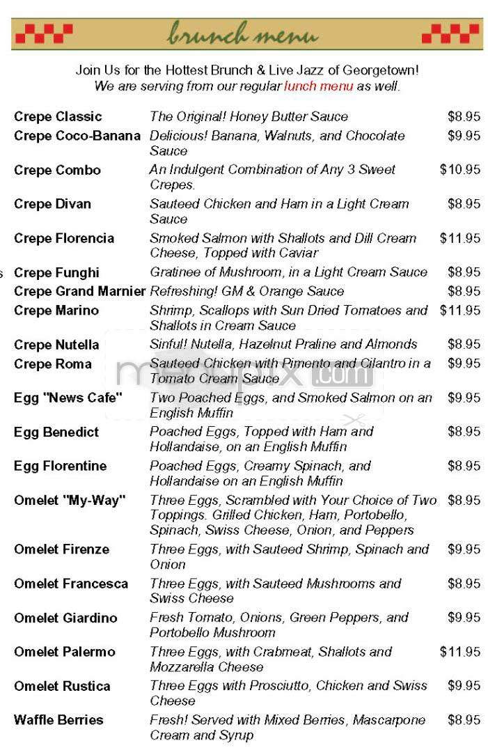 News Cafe - Washington, DC menu_pic
