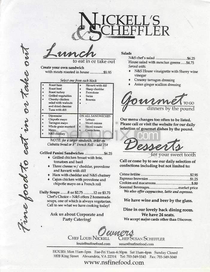 Nickell's & Scheffler - Alexandria, VA menu_pic