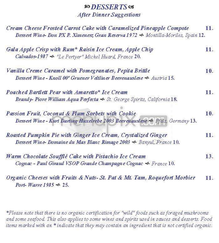 Restaurant Nora - Washington, DC menu_pic