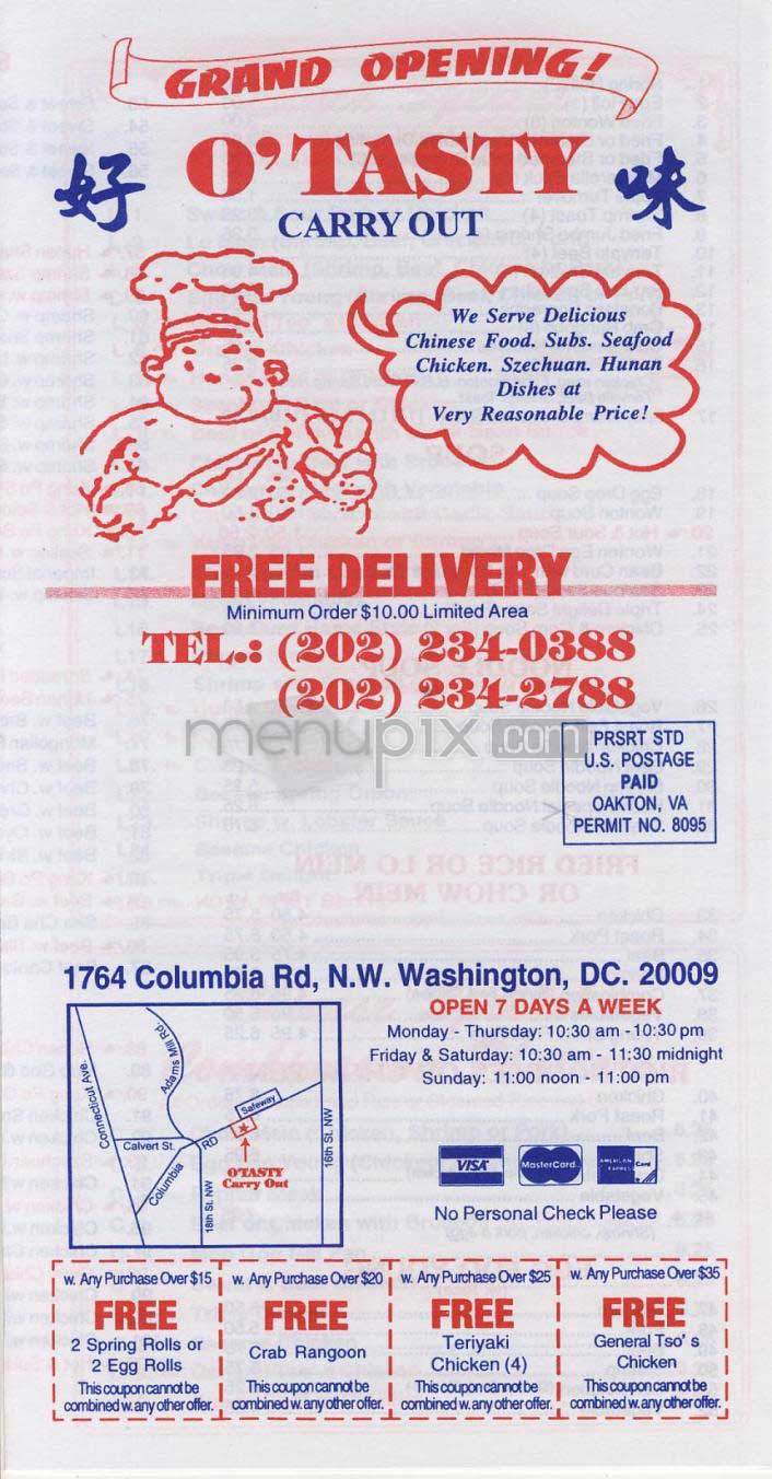 O'Tasty - Washington, DC menu_pic