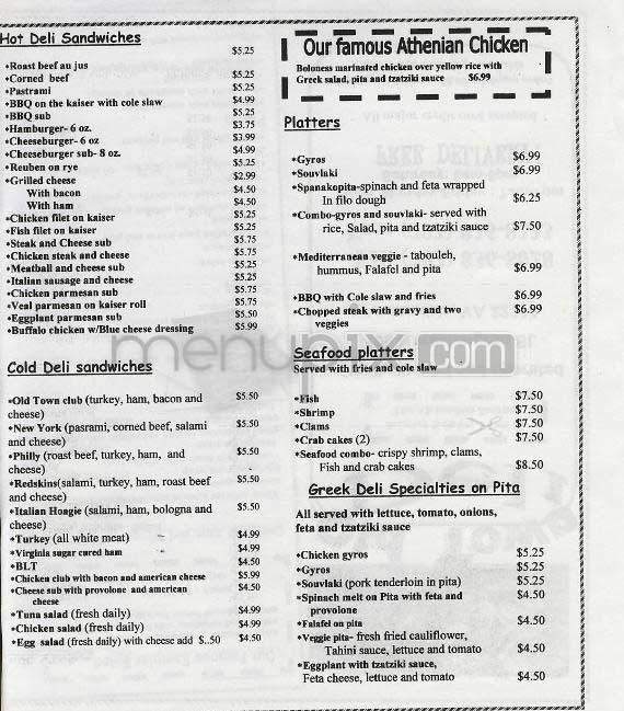 Olde Towne Deli - Alexandria, VA menu_pic