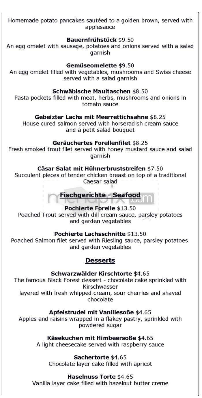 Old Europe - Washington, DC menu_pic