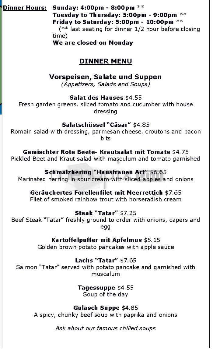 Old Europe - Washington, DC menu_pic