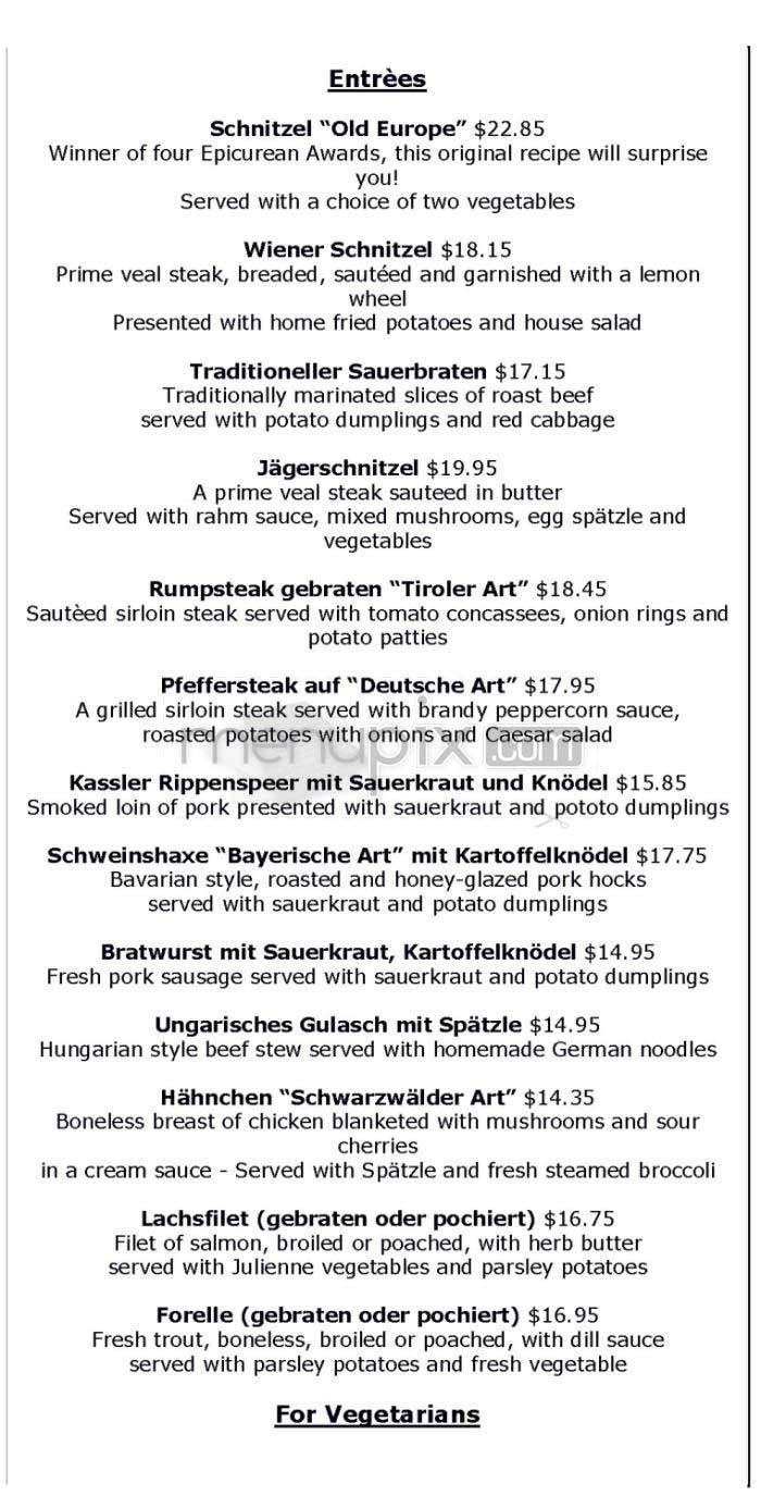 Old Europe - Washington, DC menu_pic
