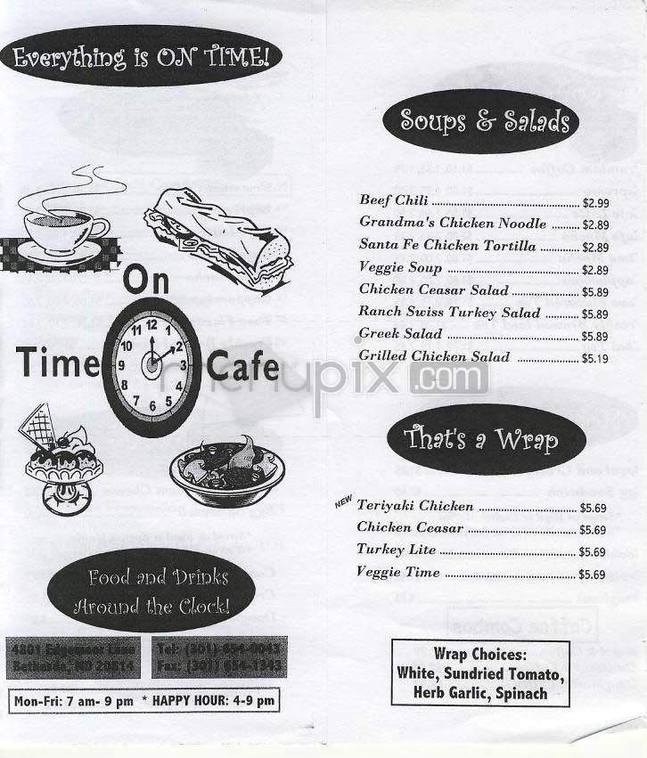 On Time Cafe - Bethesda, MD menu_pic