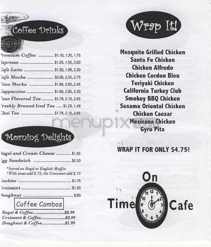 On Time Cafe - Bethesda, MD menu_pic