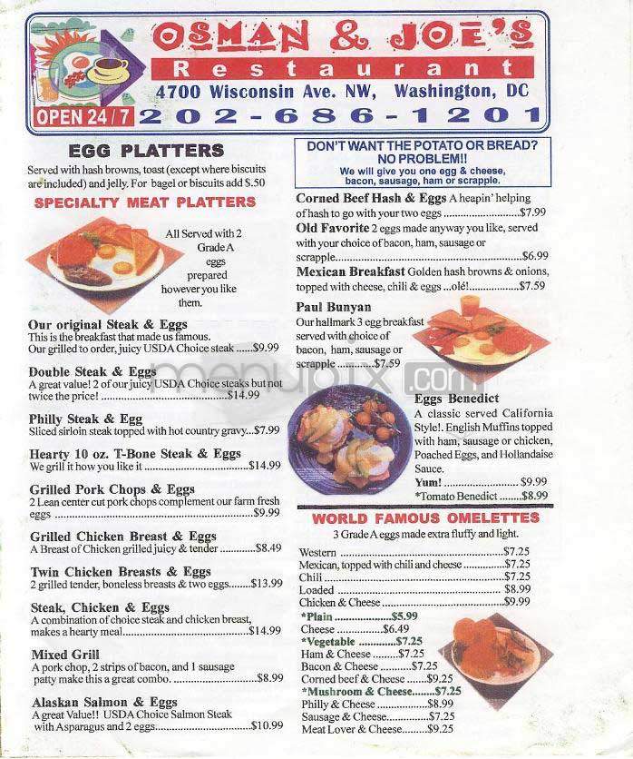 Osman & Joe's - Washington, DC menu_pic