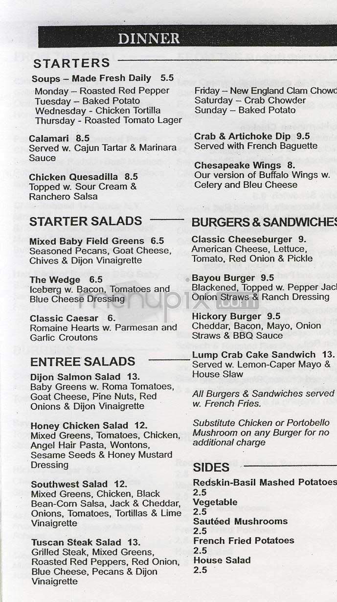 Parker's - Bethesda, MD menu_pic