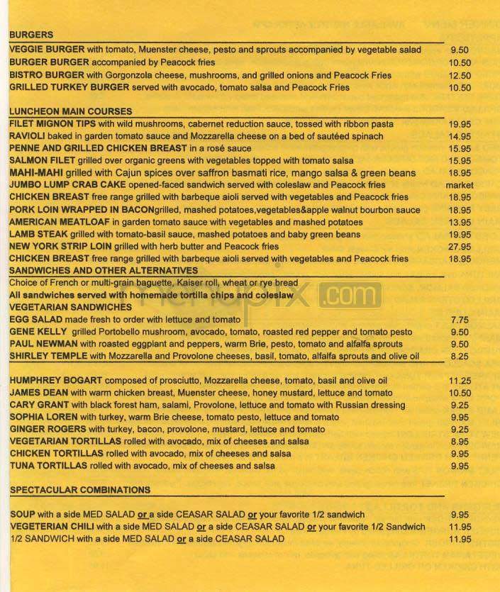 Peacock Cafe - Washington, DC menu_pic