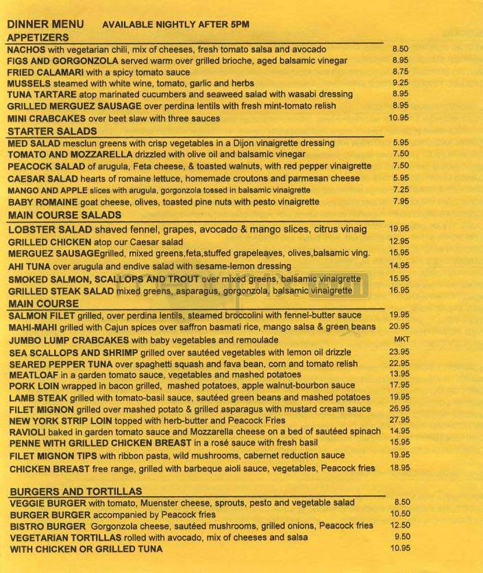 Peacock Cafe - Washington, DC menu_pic