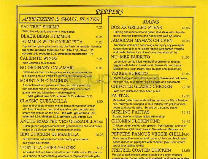 Peppers - Washington, DC menu_pic
