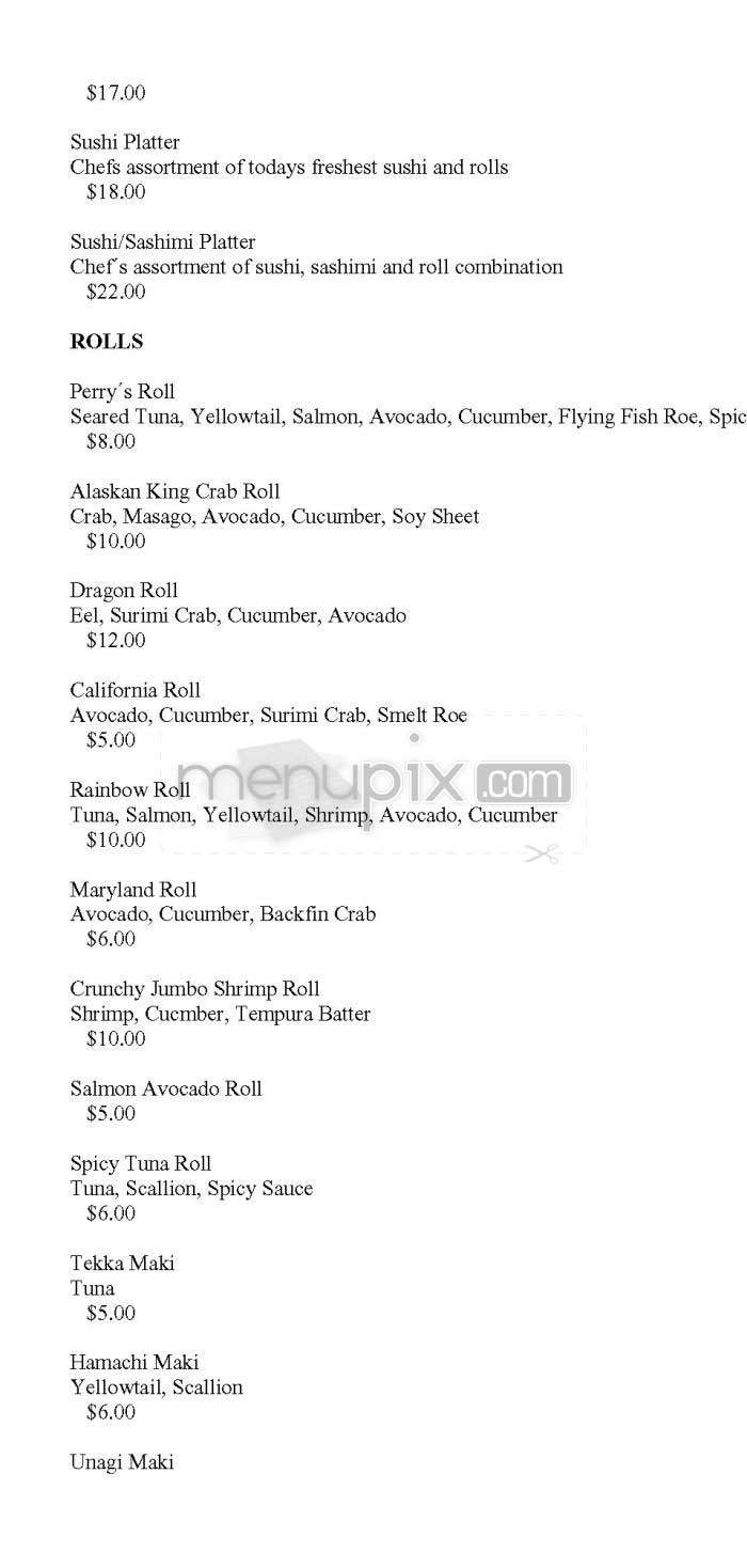 Perry's - Washington, DC menu_pic