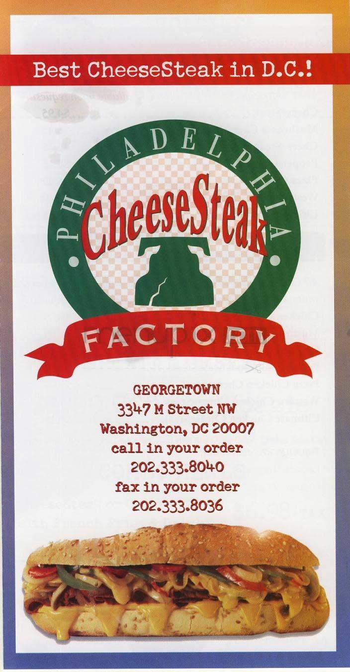 Philadelphia Cheesesteak Factory - Washington, DC menu_pic