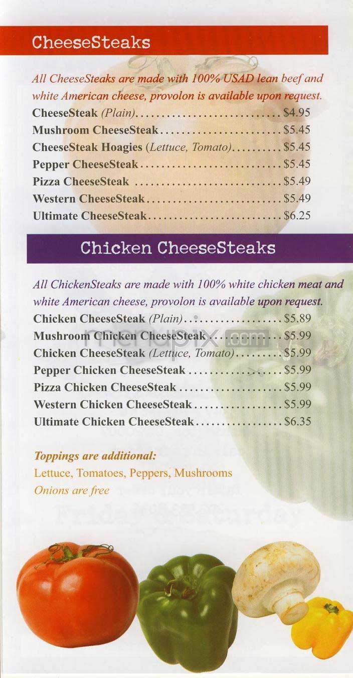 Philadelphia Cheesesteak Factory - Washington, DC menu_pic