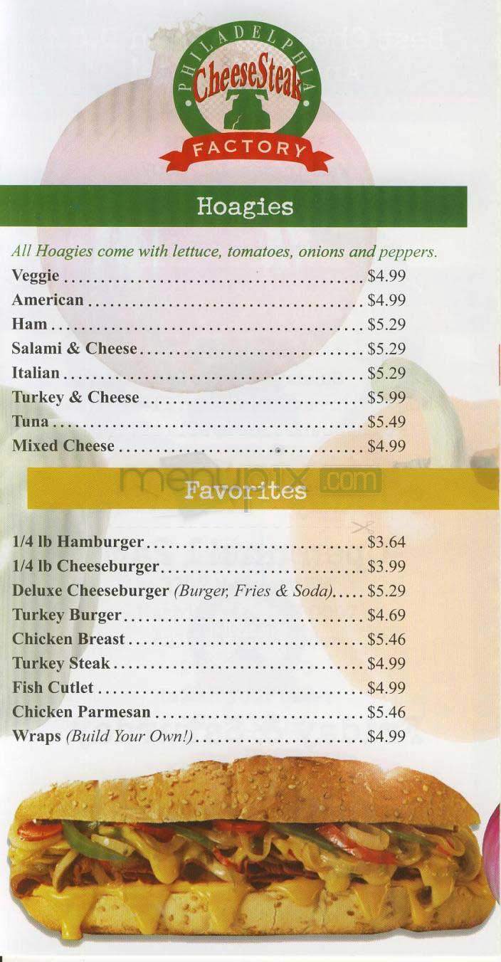 Philadelphia Cheesesteak Factory - Washington, DC menu_pic