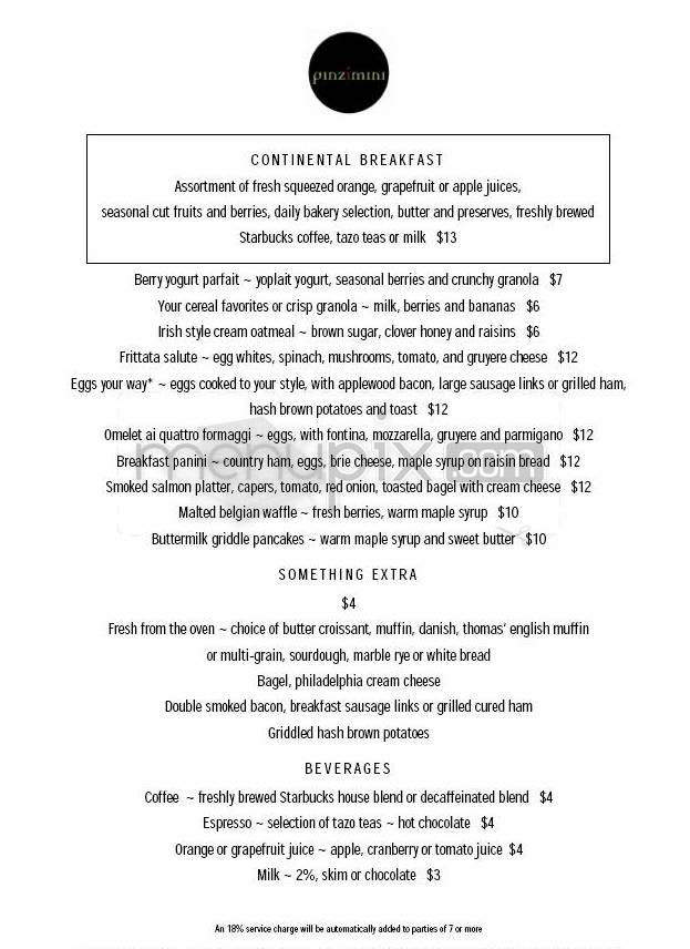 Pinzimini at The Westin Arlington Gateway - Arlington, VA menu_pic