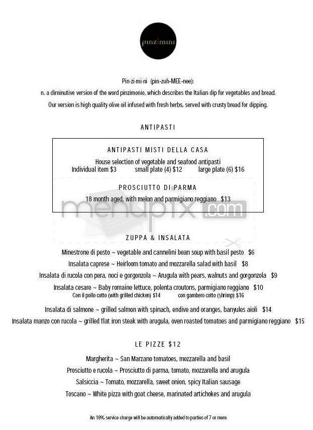 Pinzimini at The Westin Arlington Gateway - Arlington, VA menu_pic