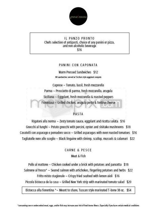 Pinzimini at The Westin Arlington Gateway - Arlington, VA menu_pic