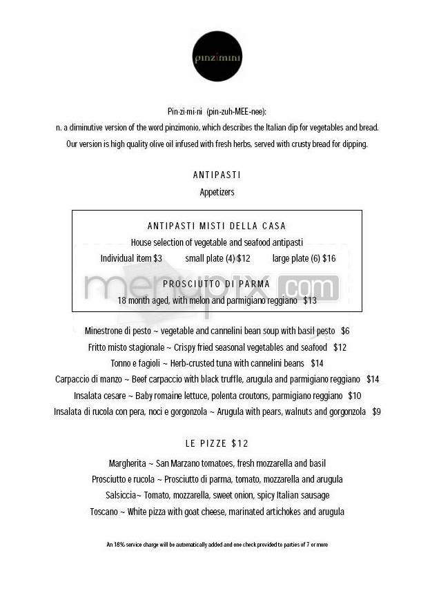 Pinzimini at The Westin Arlington Gateway - Arlington, VA menu_pic